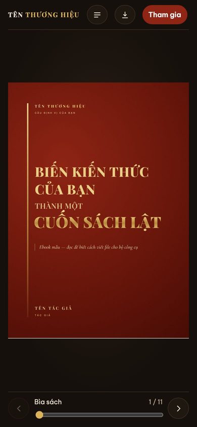 Trang đọc sách lật trên điện thoại